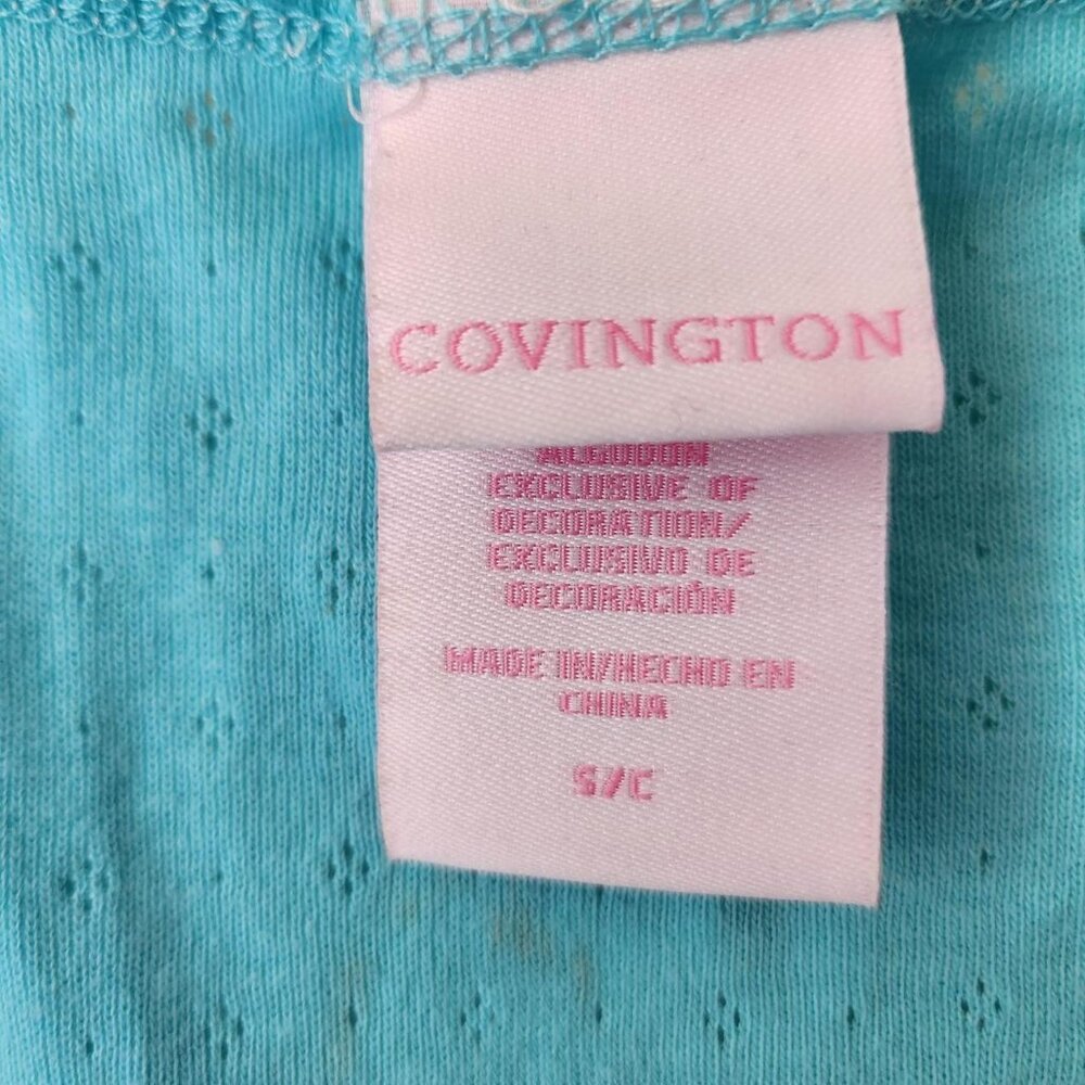 Covington pastel blue & white lace trim top Women Sz S y2k fairy core cottage - Picture 4 of 8
